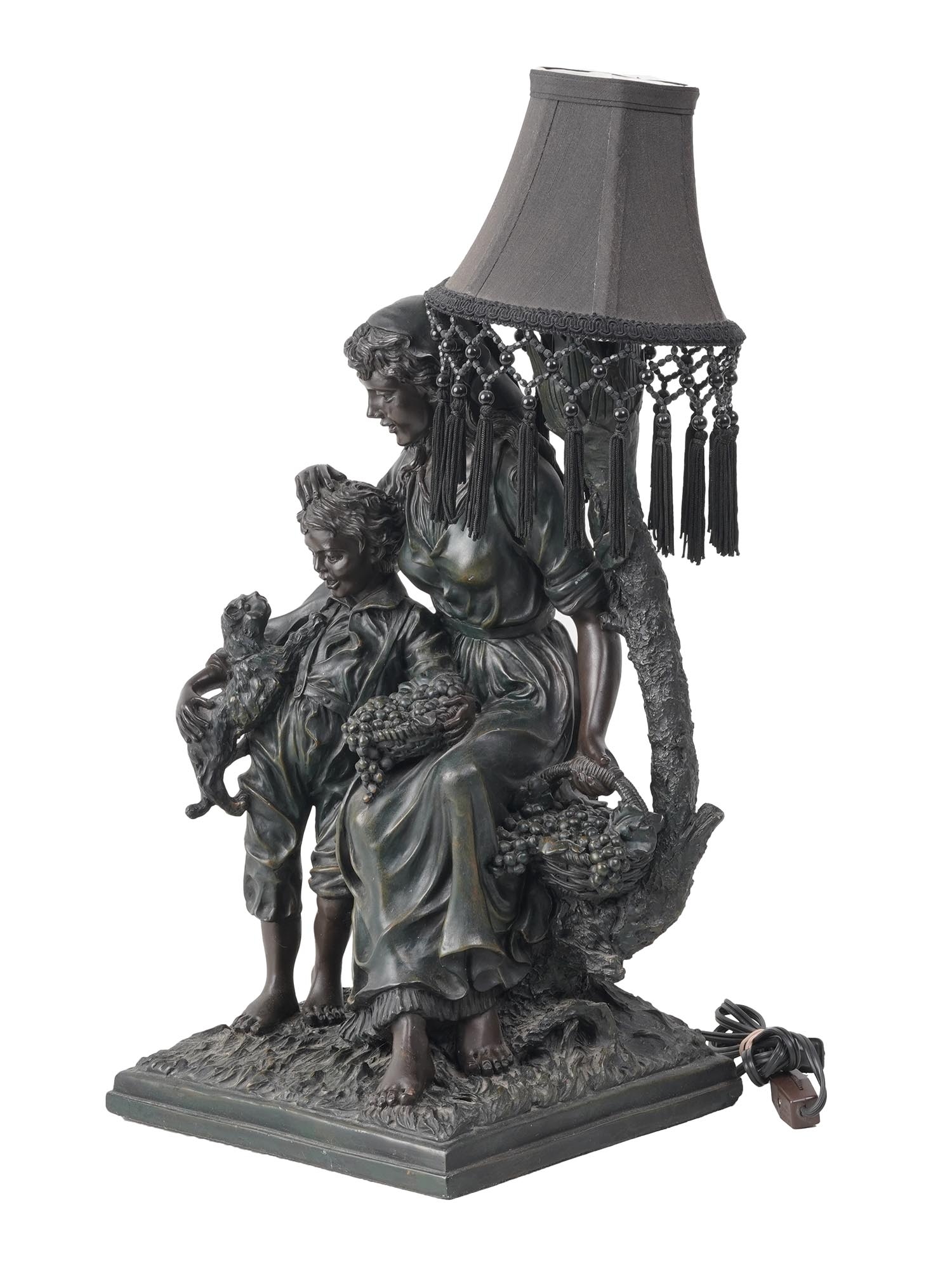 BLACK SCULPTURAL TABLE LAMP MOTHER WITH CHILD PIC-0